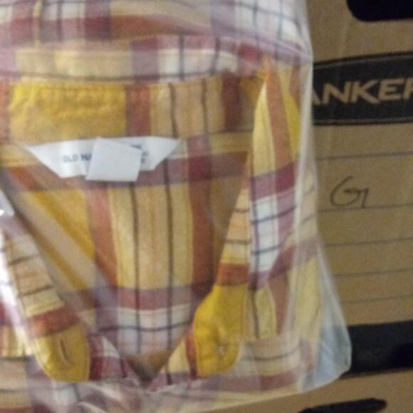 Old Navy Flannel Plaid Shirt Womens Large Gold Red Yellow Chiefs Fan Harvest - Picture 13 of 13